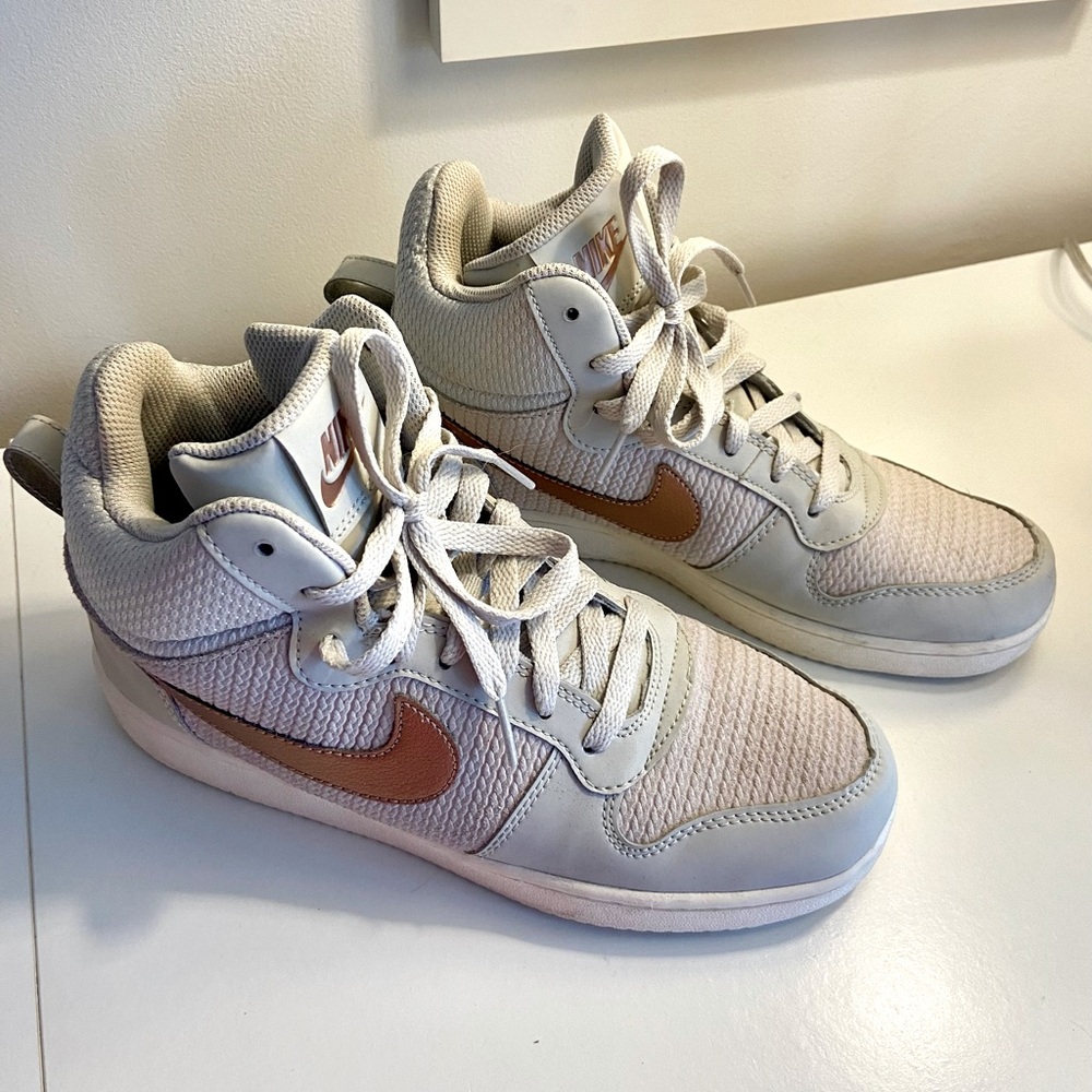 Nike Womens Court Borough Mid Premium Bone & Rose Gold Hightop Sneaker